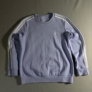 Adidas Womens 3-Stripe Crewneck Sweatshirt Lavender Purple Medium Pullover Logo